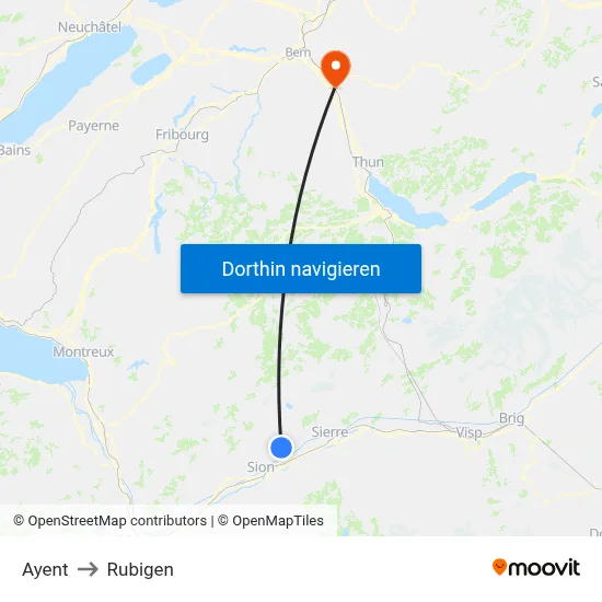 Ayent to Rubigen map