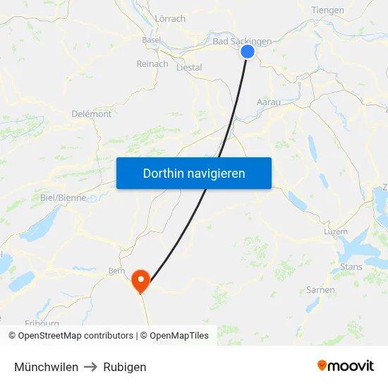 Münchwilen to Rubigen map