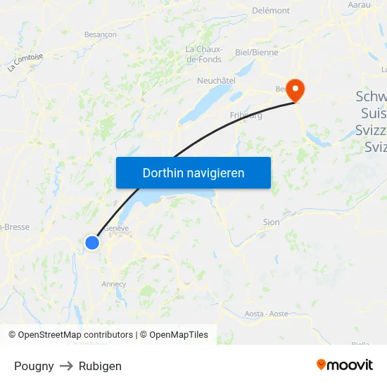 Pougny to Rubigen map