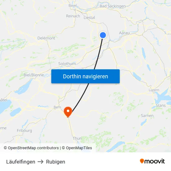 Läufelfingen to Rubigen map