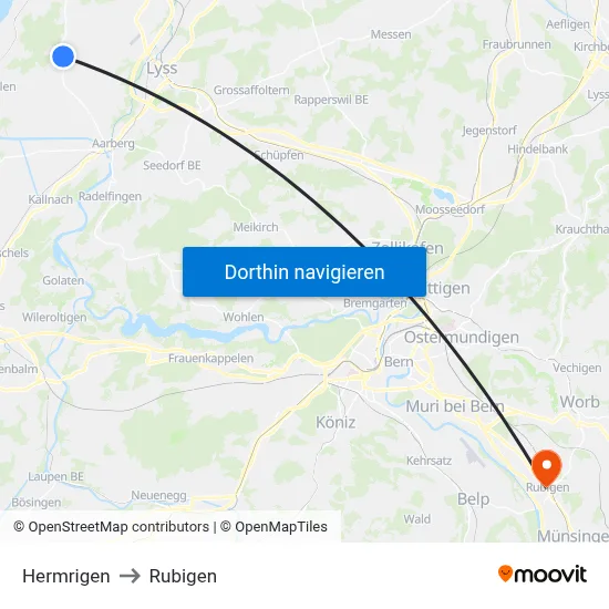 Hermrigen to Rubigen map