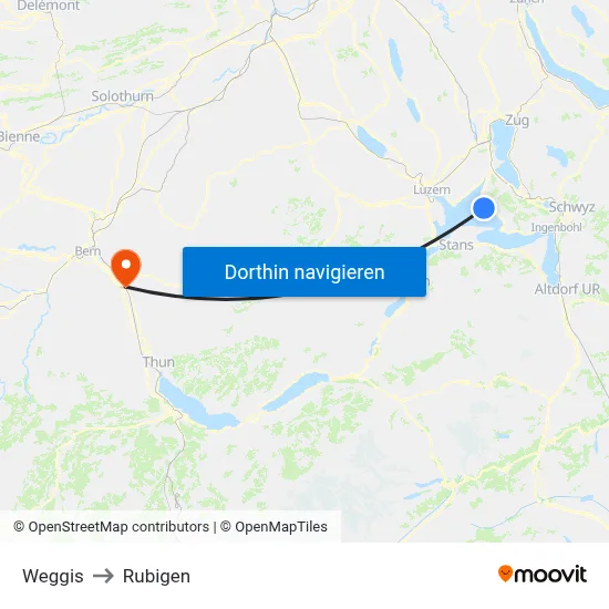 Weggis to Rubigen map