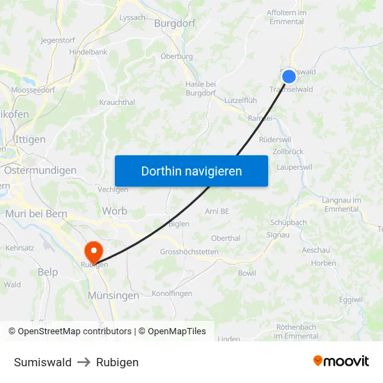 Sumiswald to Rubigen map