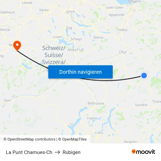 La Punt Chamues-Ch to Rubigen map