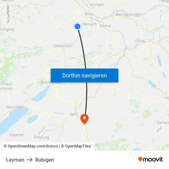 Leymen to Rubigen map