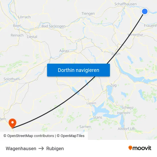 Wagenhausen to Rubigen map
