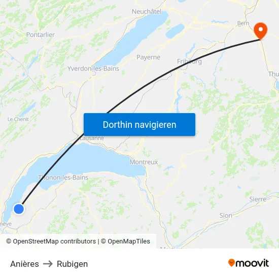 Anières to Rubigen map