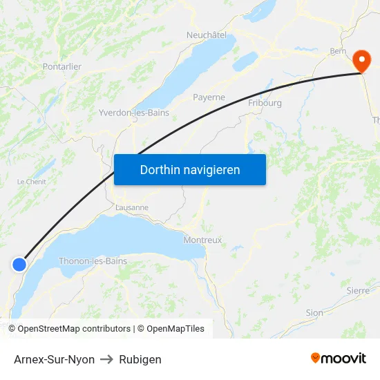 Arnex-Sur-Nyon to Rubigen map