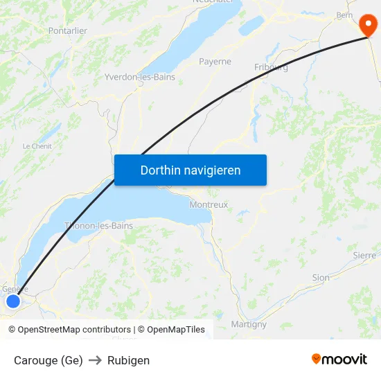 Carouge (Ge) to Rubigen map