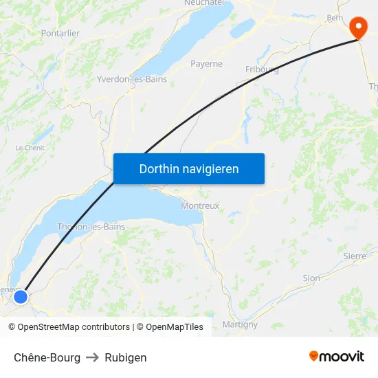 Chêne-Bourg to Rubigen map