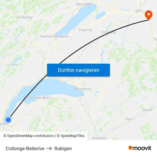 Collonge-Bellerive to Rubigen map