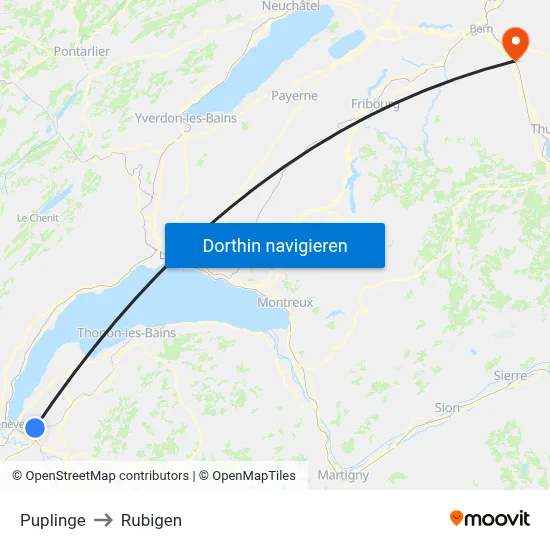 Puplinge to Rubigen map