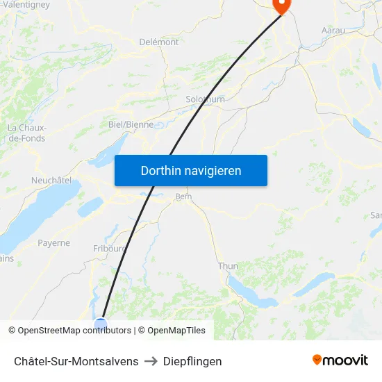 Châtel-Sur-Montsalvens to Diepflingen map