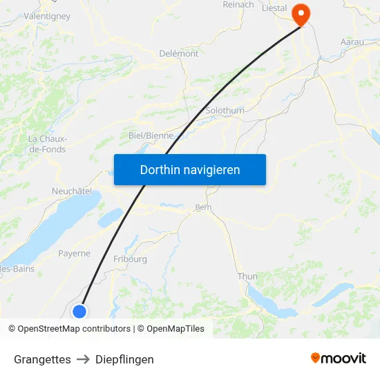 Grangettes to Diepflingen map