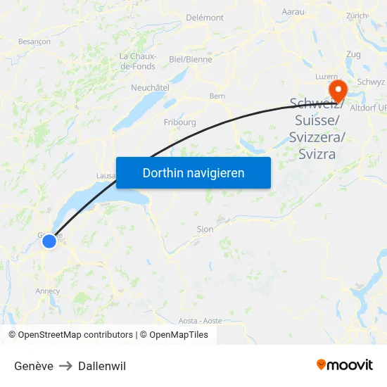 Genève to Dallenwil map