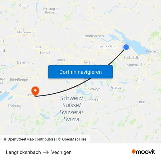 Langrickenbach to Vechigen map