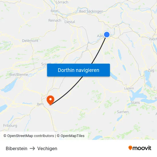 Biberstein to Vechigen map