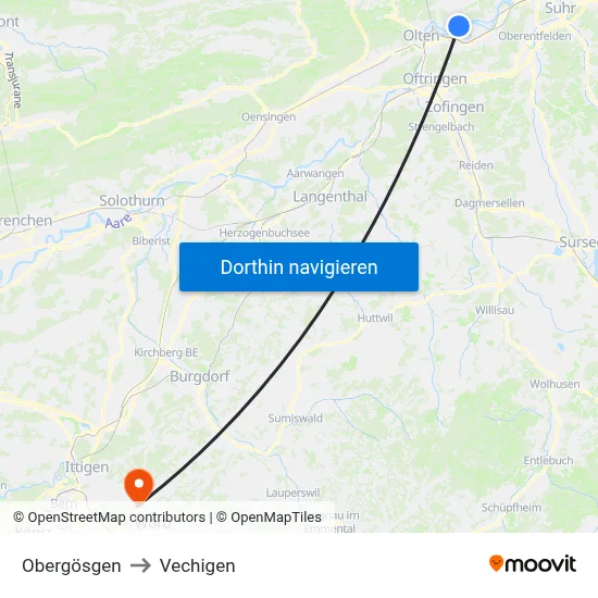 Obergösgen to Vechigen map