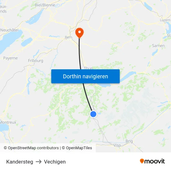 Kandersteg to Vechigen map