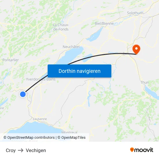 Croy to Vechigen map