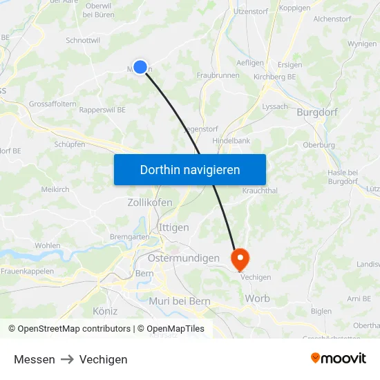 Messen to Vechigen map