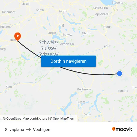 Silvaplana to Vechigen map