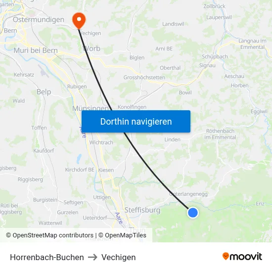 Horrenbach-Buchen to Vechigen map