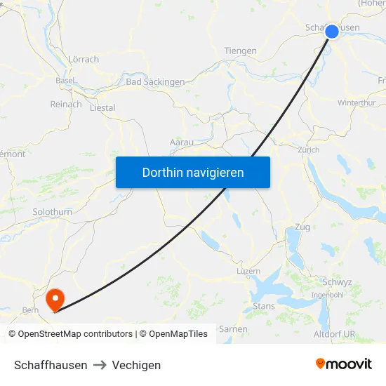 Schaffhausen to Vechigen map