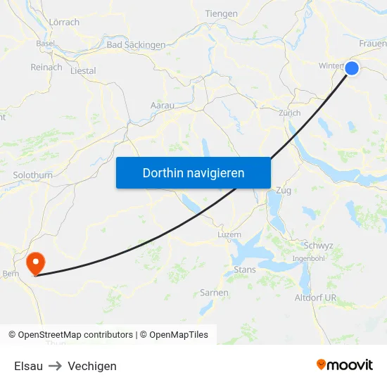 Elsau to Vechigen map