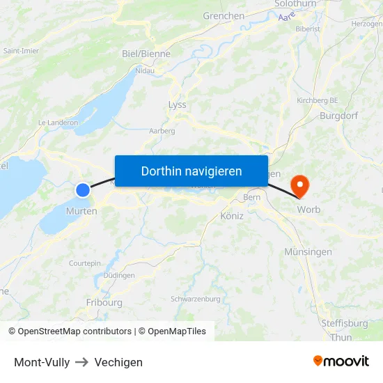 Mont-Vully to Vechigen map