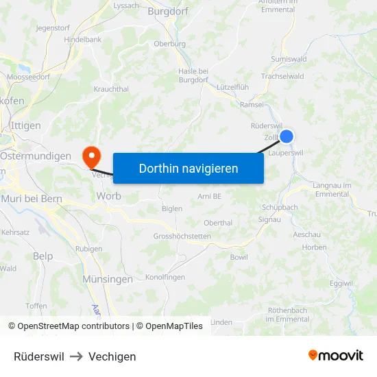 Rüderswil to Vechigen map