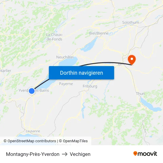 Montagny-Près-Yverdon to Vechigen map