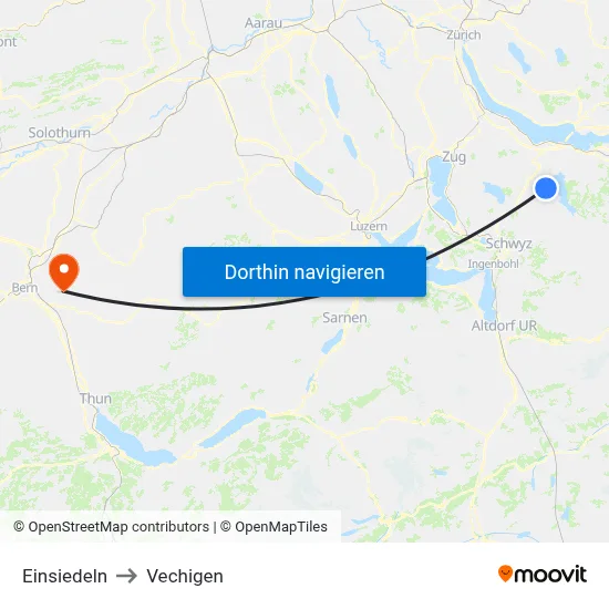 Einsiedeln to Vechigen map