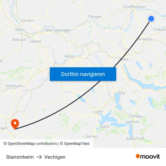Stammheim to Vechigen map