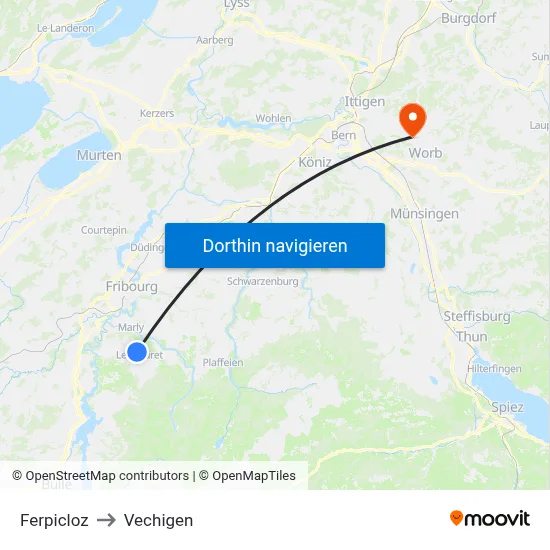 Ferpicloz to Vechigen map