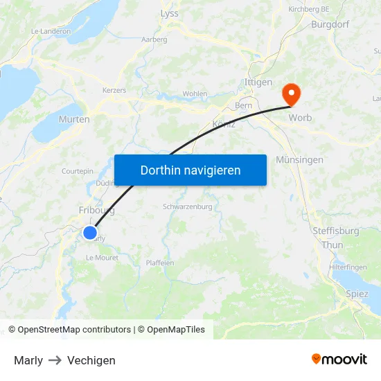 Marly to Vechigen map