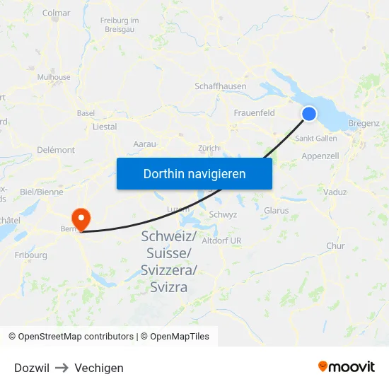 Dozwil to Vechigen map