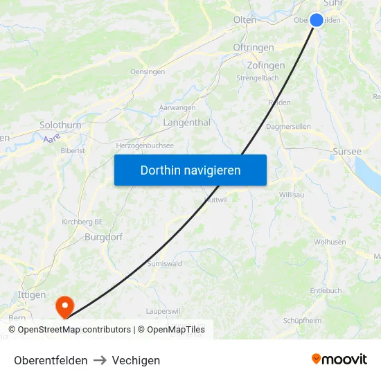 Oberentfelden to Vechigen map
