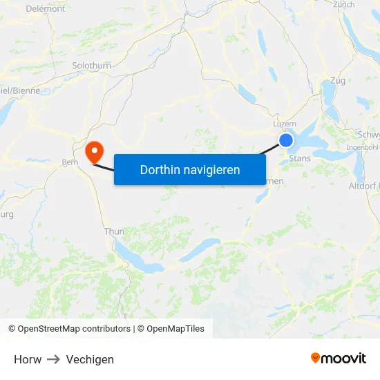 Horw to Vechigen map