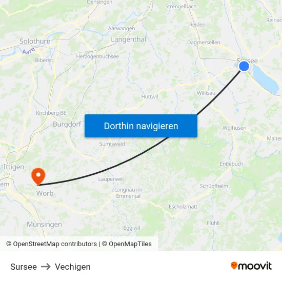 Sursee to Vechigen map