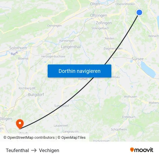 Teufenthal to Vechigen map