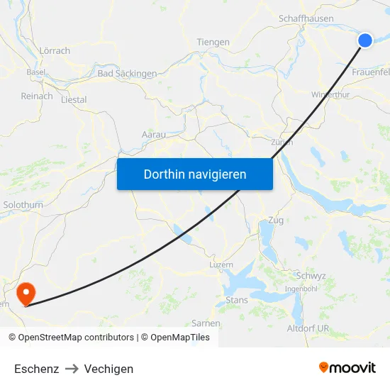 Eschenz to Vechigen map
