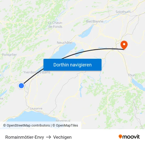 Romainmôtier-Envy to Vechigen map