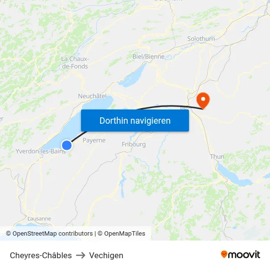 Cheyres-Châbles to Vechigen map