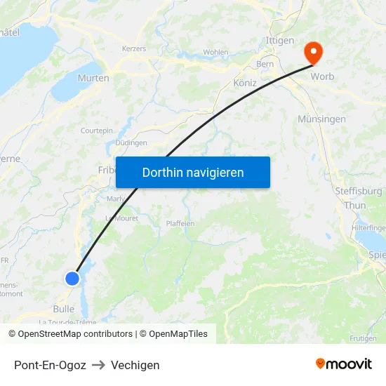 Pont-En-Ogoz to Vechigen map