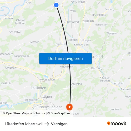 Lüterkofen-Ichertswil to Vechigen map