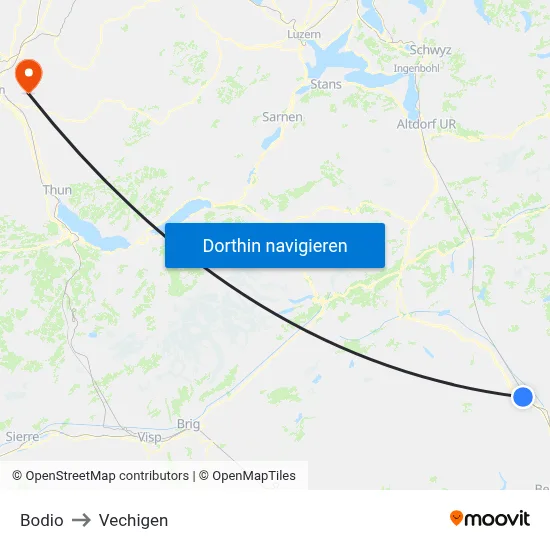 Bodio to Vechigen map