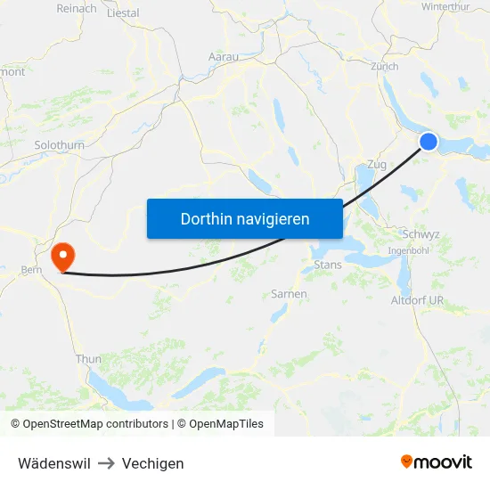 Wädenswil to Vechigen map