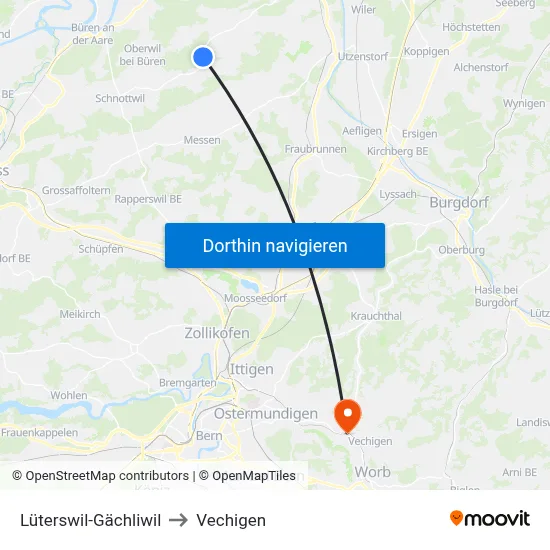 Lüterswil-Gächliwil to Vechigen map