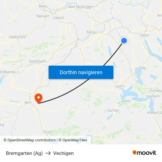 Bremgarten (Ag) to Vechigen map